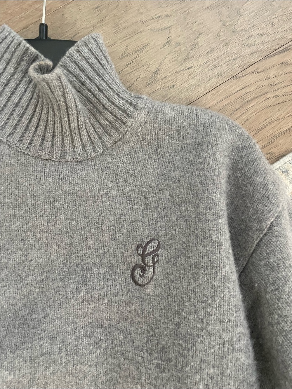 Ganni Wool and Cashmere Gray Turtleneck Sweater